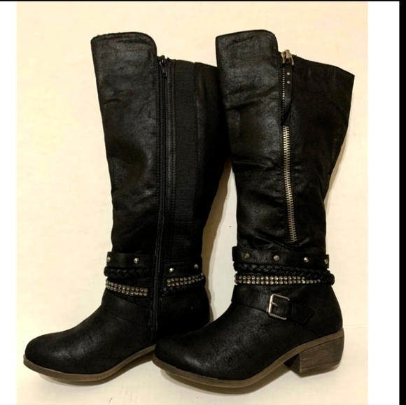 Redpoll Studded Knee High Buckle Riding Boots, Black Size  6.5 - Picture 8 of 8